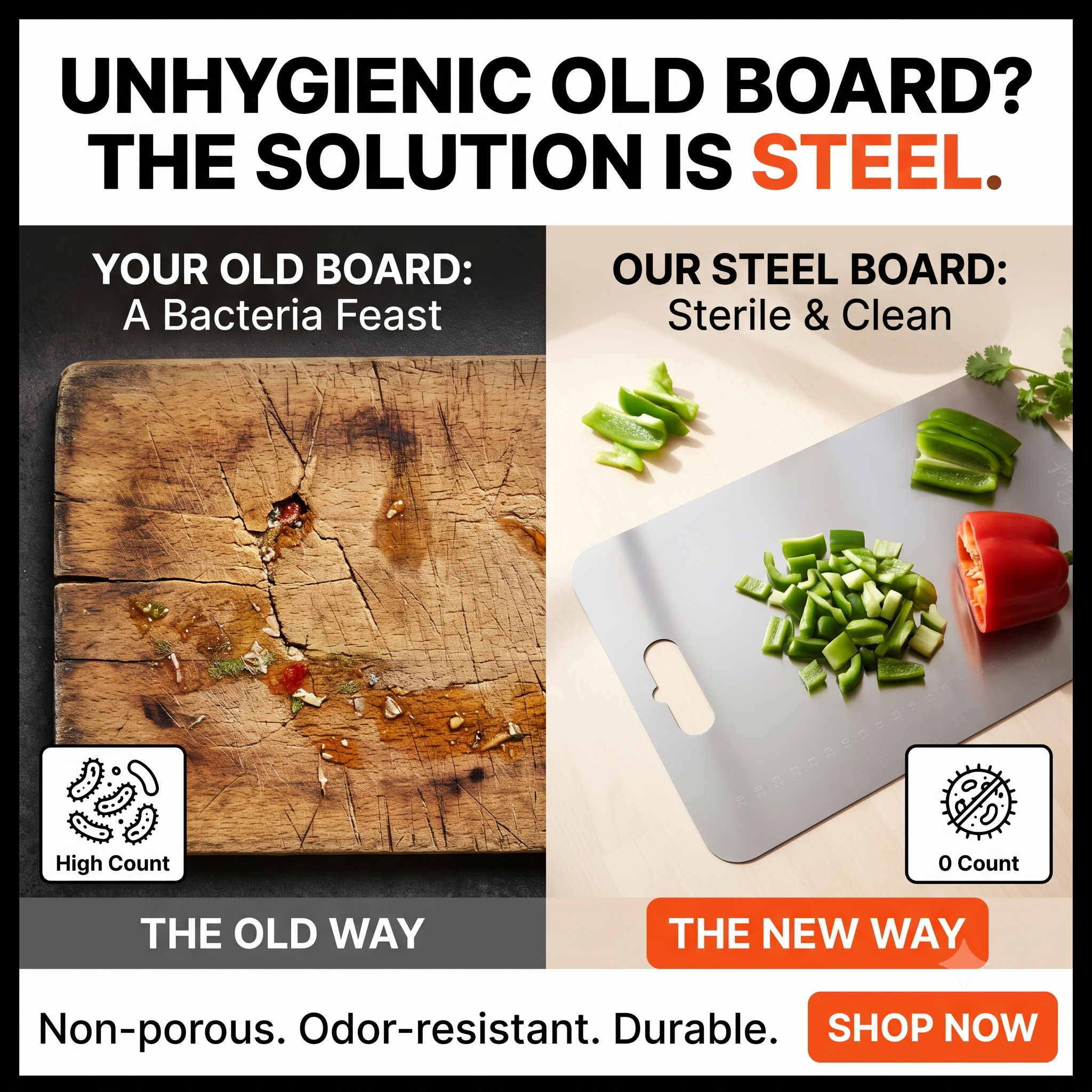 Premium Stainless Steel Chopping Board | Hygienic & Odor-Resistant