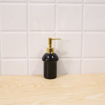 Black Glass Liquid Soap Dispenser Bottle With Gold Pump Refillable (1 Pc)