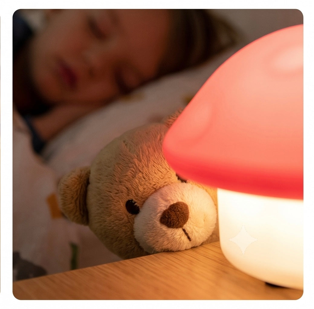 Mushroom Shaped LED Night Light for Kids Bedroom & Nursery | Soft Glow Decorative Bedside Lamp