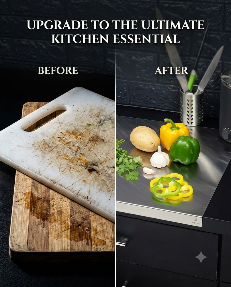 Stainless Steel Chopping Board & Kitchen Countertop - 41 x 31 Cm (Original Big Size).