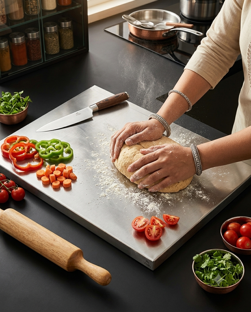 Stainless Steel Chopping Board & Kitchen Countertop - 41 x 31 Cm (Original Big Size).