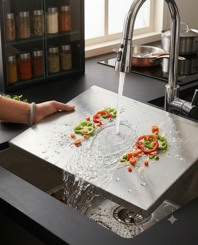 Stainless Steel Chopping Board & Kitchen Countertop - 41 x 31 Cm (Original Big Size).