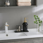 Black Glass Liquid Soap Dispenser Bottle With Gold Pump Refillable (1 Pc)