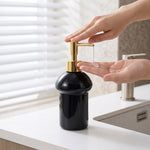 Black Glass Liquid Soap Dispenser Bottle With Gold Pump Refillable (1 Pc)
